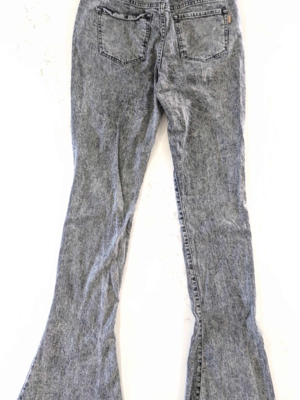 Retrofete Presley Flare Jeans Size 29 Acid Grey Frayed Raw Hem Mid Rise Italy - Picture 4 of 13